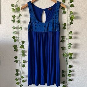 Forever 21 Women’s Bright Blue Sparkly Sequin Tank Mini Dress